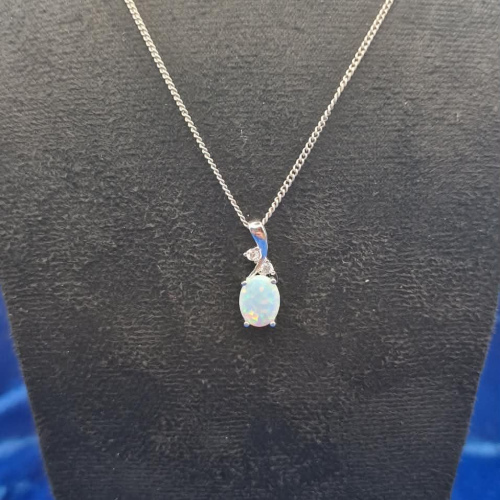 Necklace 19" Opal 2 cz's