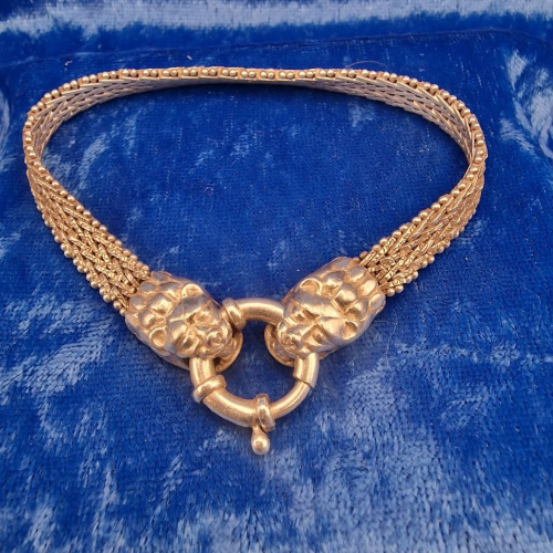 Bracelet  7.5"  lion head woven mesh