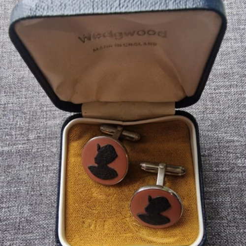 Wedgwood Jasperware & Black Basalt Cufflinks Tutankhamun